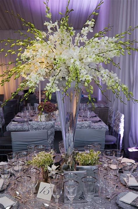 Wedding Tall Wedding Centerpieces White Dendrobium Orchids