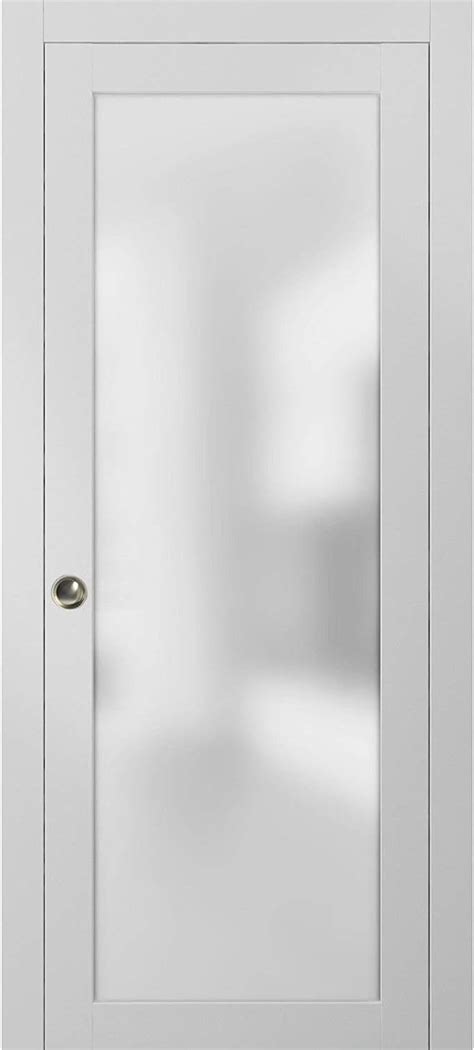 Frosted Glass Pocket Door 36 X 80 Inches Planum 2102 White Silk Sturdy Heavy Frames Trims