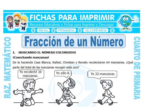 Fracción De Un Número Para Cuarto De Primaria Fichas Para Imprimir