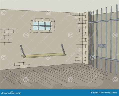 Prison Jail Isometric Flowchart Cartoon Vector