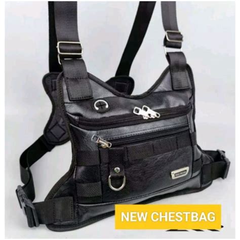 Jual Chest Bag Kulit PU Leather Water Resistant Tas Dada Tactical Chest