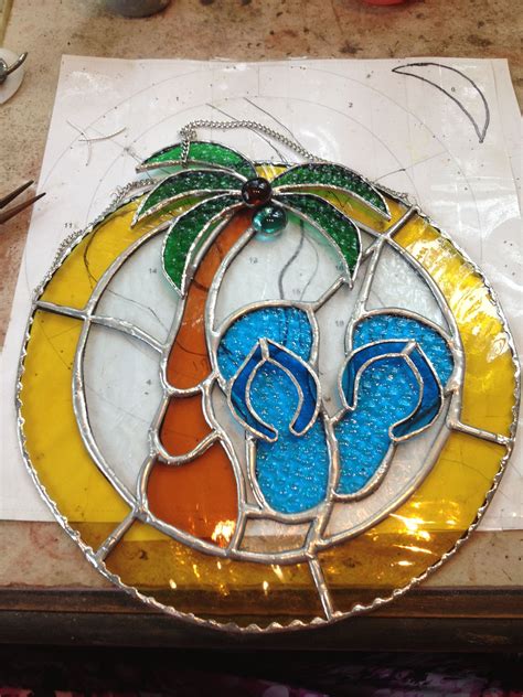 Palm Tree And Flip Flops So Much Fun To Make Stainedglassbox Stained Glass Lamp Shades