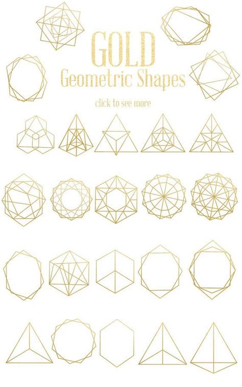 Gold Geometric Shapes Gold Decorative Shapes Astronomy Shapes Clip