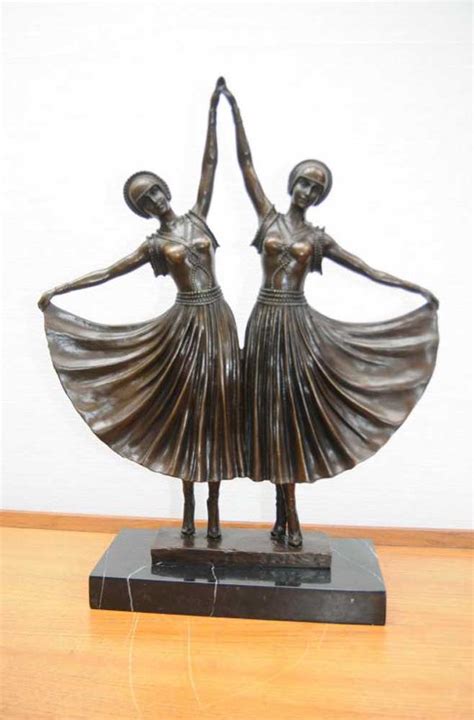 Chiparus Bronze Twin Deco Dancer Statue Figurine