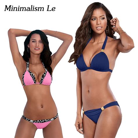 Minimalism Le Sexy Halter Top Bikini 2018 Women Swimwear Bathing Suits Push Up Swimsuit Bikini