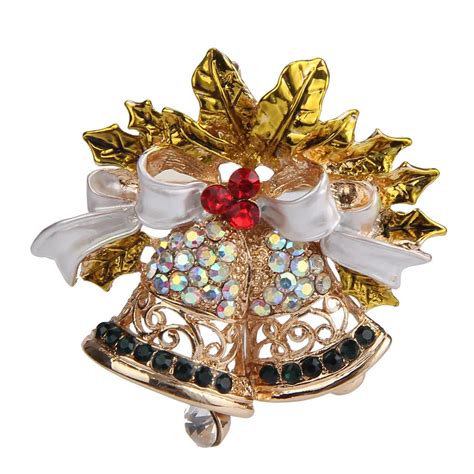 gold toned christmas bell pins brooch women brooches pins decoration xmas merry xmas ts new