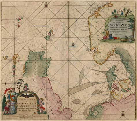 Antique Chart Of The North Sea By J Van Keulen Sanderus Antique