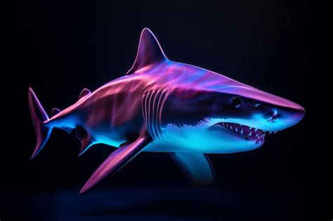 Premium Ai Image Colorful Neon Shark Generate Ai