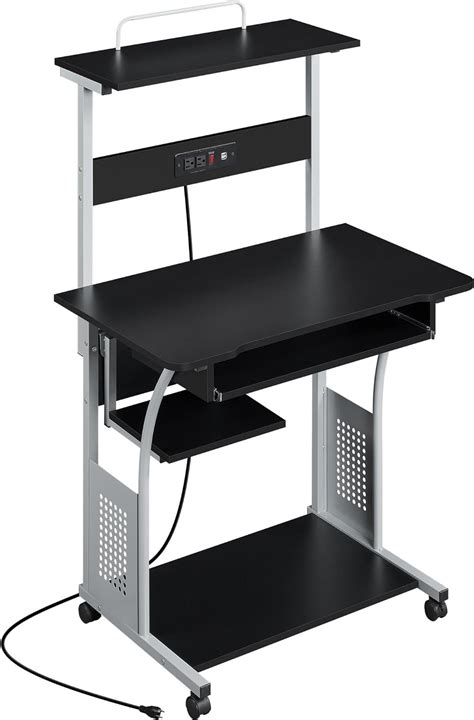 Topeakmart Rolling Computer Desk With Charging Station And