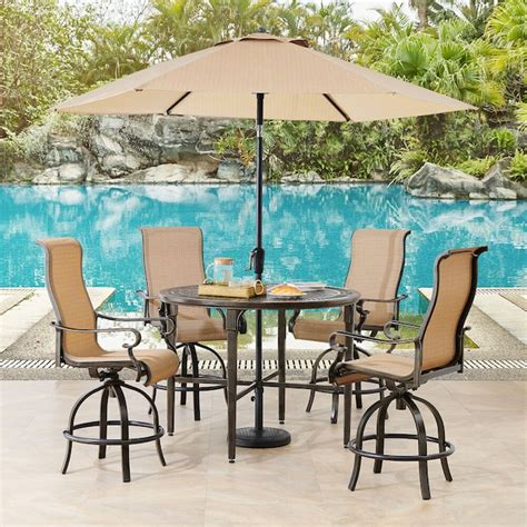 Hanover Brigantine 5 Piece Bronze Patio Dining Set With Tan In The
