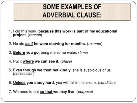 An adverbial clause, or adverb clause, is a group of words behaving as an adverb. adverb examples - DriverLayer Search Engine