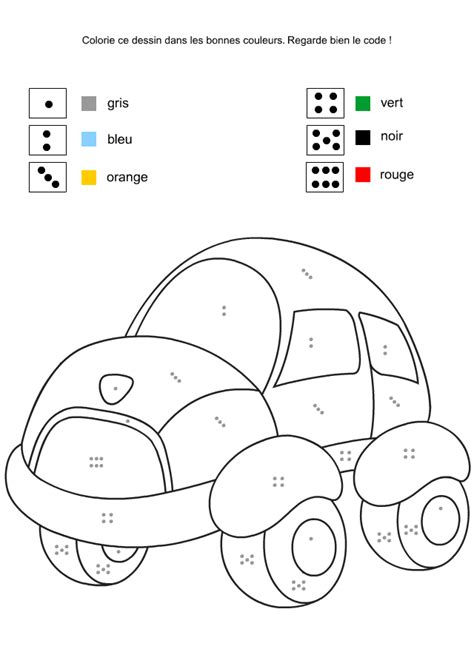 A Coloring Page With A Cartoon Car And Numbers