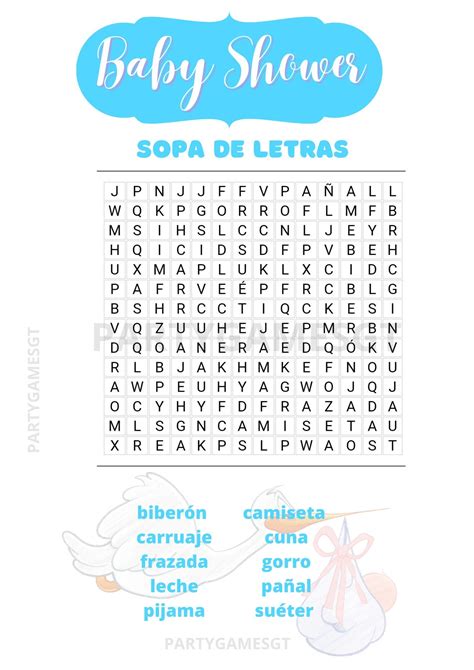 Baby Shower Sopa De Letras Word Search Artofit