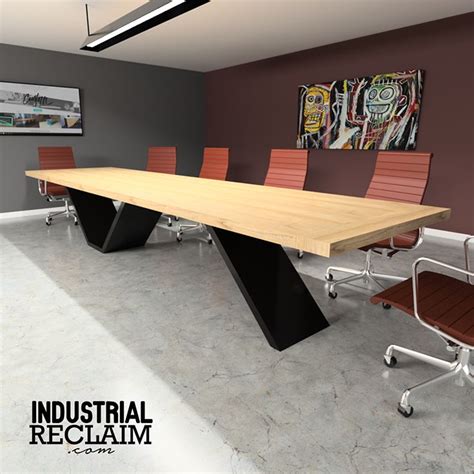 Custom Cantilevered Conference Table Modern Minimal Steel And Wood