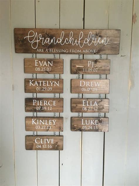 Personalized Engraved Wood Hanging Sign With Grandkids Names Etsy