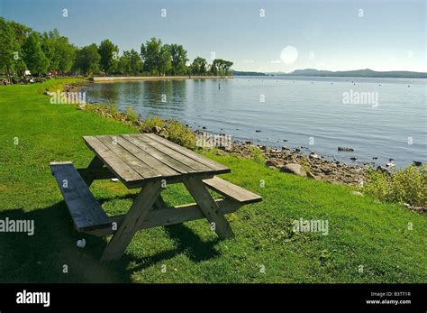 North America Canada Quebec Eastern Townships Magog Picnic Table