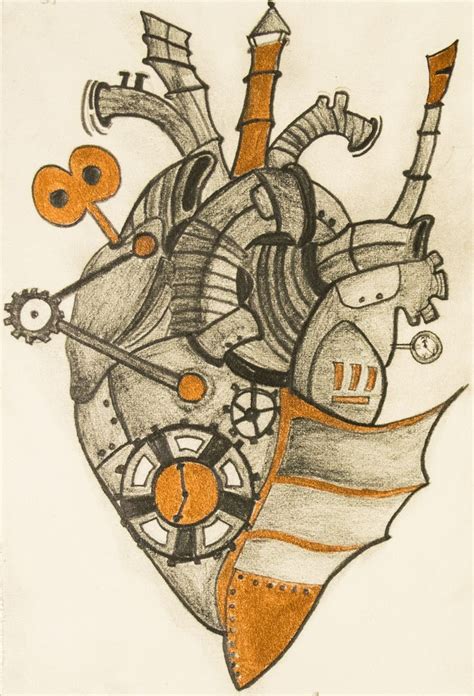 No 113 The Mechanical Heart Anatomical Heart Drawings Artwork