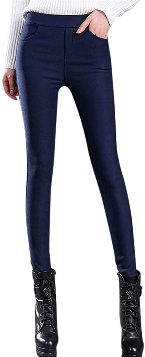 Pant Fleece Lined Winter Warm Waistband Women Festival Jeggings Elastic