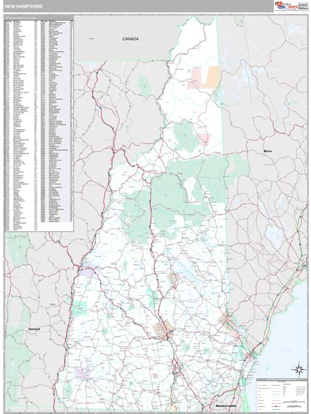 New Hampshire Wall Map Premium Style By Marketmaps Mapsales