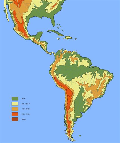 Large Elevation Map Of South America South America Mapsland Maps