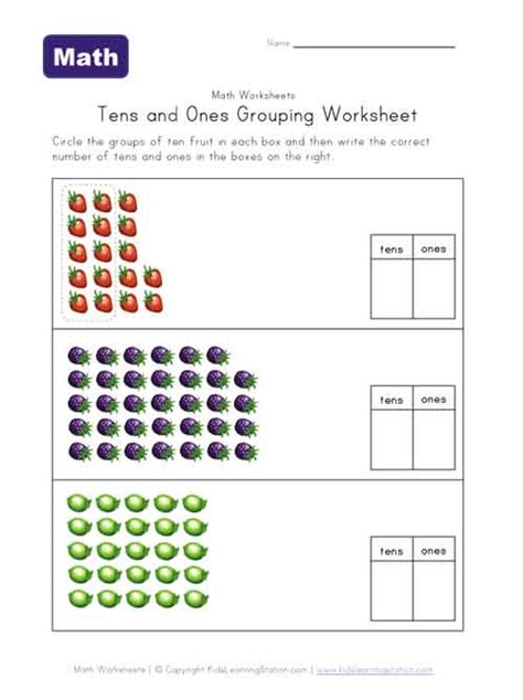 Math booklet grade 2 p.2 grade/level: Tens and Ones Grouping Worksheet - One of Two | Kids ...