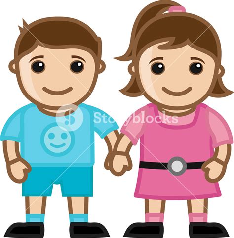 Girl And Boy Cute Kids Vector Character Cartoon