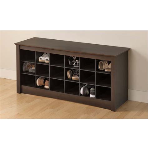 Choose the right mudroom shoe storage solution to keep your family's footwear corralled. Prepac Entryway Shoe Storage Cubbie Bench Espresso ESS-4824