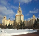 Gebäude Lomonosov-staatlicher Universität In Moskau, Russland Stockbild ...