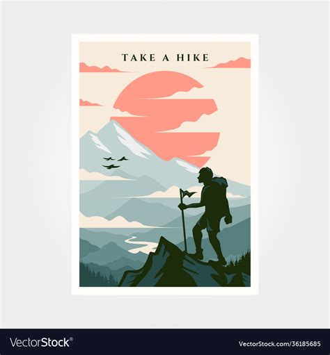 Adventure Travel Poster Vintage Background Design Vector Image