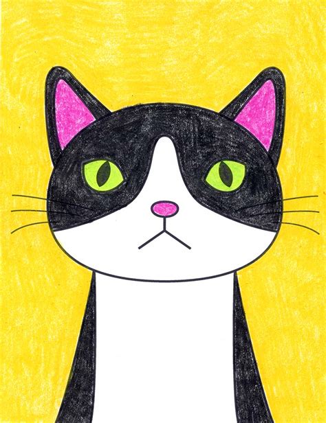Easy How To Draw A Cat Face Tutorial And Cat Face Coloring Page