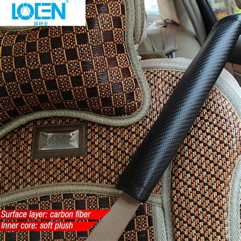 Loen 2pcs Carbon Fiber Leather Car Seat Belt Cover Shoulder Protection