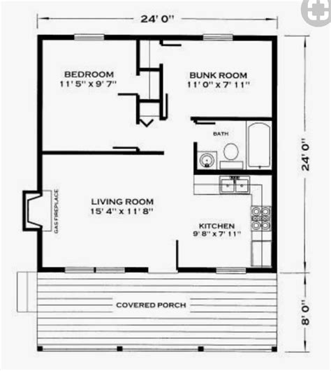 24x24 Simple Plan Cabin Floor Plans Small House Plans Tiny House