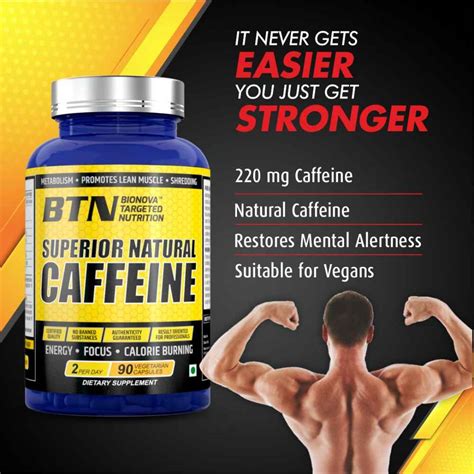 Btn Natural Caffeine 220mg Capsules For Body Builders