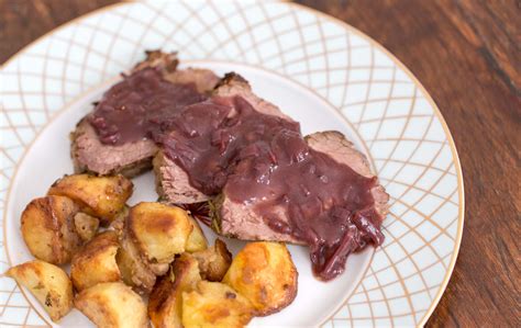 Searing the beef tenderloin roast in a skillet gives a lovely browned appearance to the meat and seals in the flavorful juices. Roasted Beef Tenderloin with Red Wine and Shallot Sauce Recipe | Sarah Sharratt
