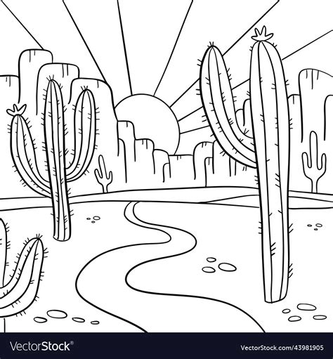 Desert Scene Coloring Page