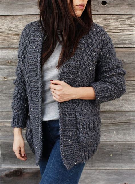 Free Knitting For Quick Cliffside Cardigan 4 Row Repeat Knit Cardigan