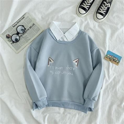 Shop Kawaii Cat Polo Collar Sweatshirt Cosmique Studio Is An Online