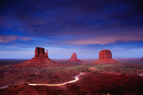 Monument Valley At Dusk After Sunset Utah Usa