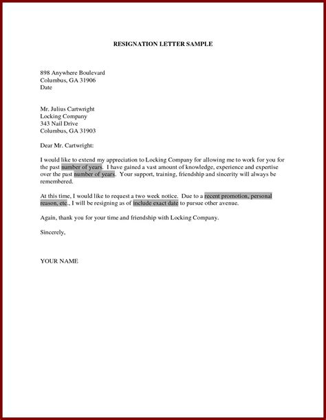 Letter Of Resignation Sample Uk Sample Resignation Letter