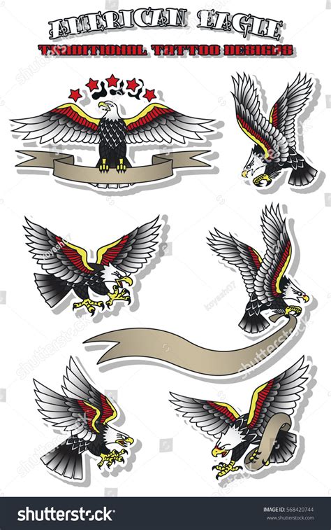 Download Vector American Eagle Set Vintage Traditional Stock Vector ...