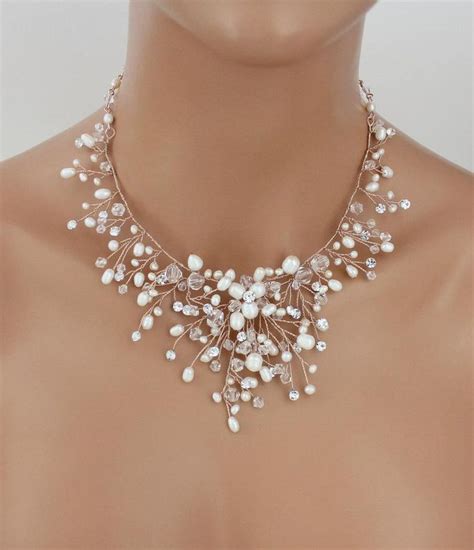 Rose Gold Bridal Necklace Pearl Wedding Necklace Bridal Etsy India Bridal Necklace Gold