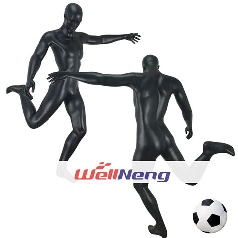 High Quality Fiberglass Black Playing Football Soccer Player Athletic