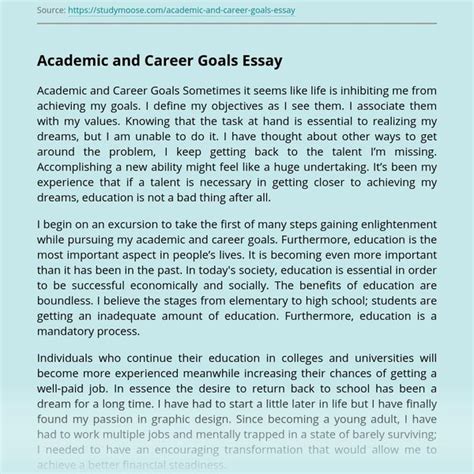 Free Academic And Career Goals Essay Examples And Topic Ideas