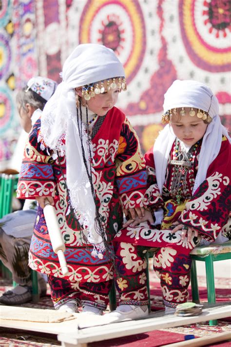 Tajik Girls In Traditional Clothing Turkestan Туркестан