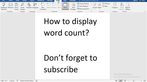 How To Display Word Count In Word Youtube