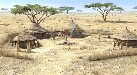 Village Africain Soudan Scène 3d Enseignement Et Apprentissage