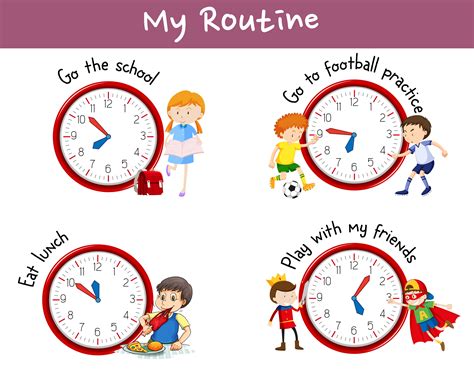 Different Routines On Poster With Kids And Activities 454926 Vector Art