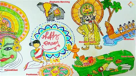 Onam Festival Drawing Very Easy Step By Step For Kids Youtube