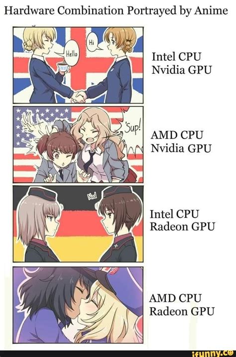 Hardware Combination Portrayed By Anime I Intel Cpu Nvidia Gpu I Amd