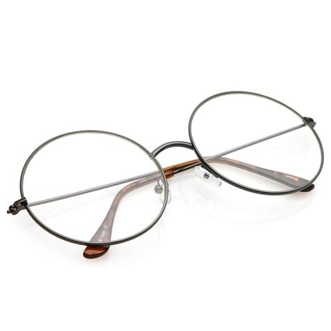 Classic Oversize Slim Metal Frame Clear Flat Lens Round Eyeglasses 56m Sunglassla